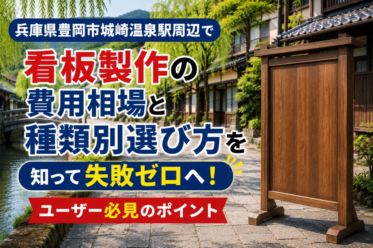 兵庫県豊岡市城崎温泉駅周辺で看板製作の費用相場と種類別選び方を知って失敗ゼロへ!ユーザー必見のポイント